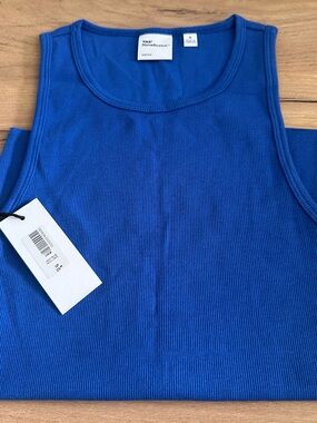 Aritzia TNA HomeStretch Ribbed Tank Top in Jazz Blue - Size S - NWT